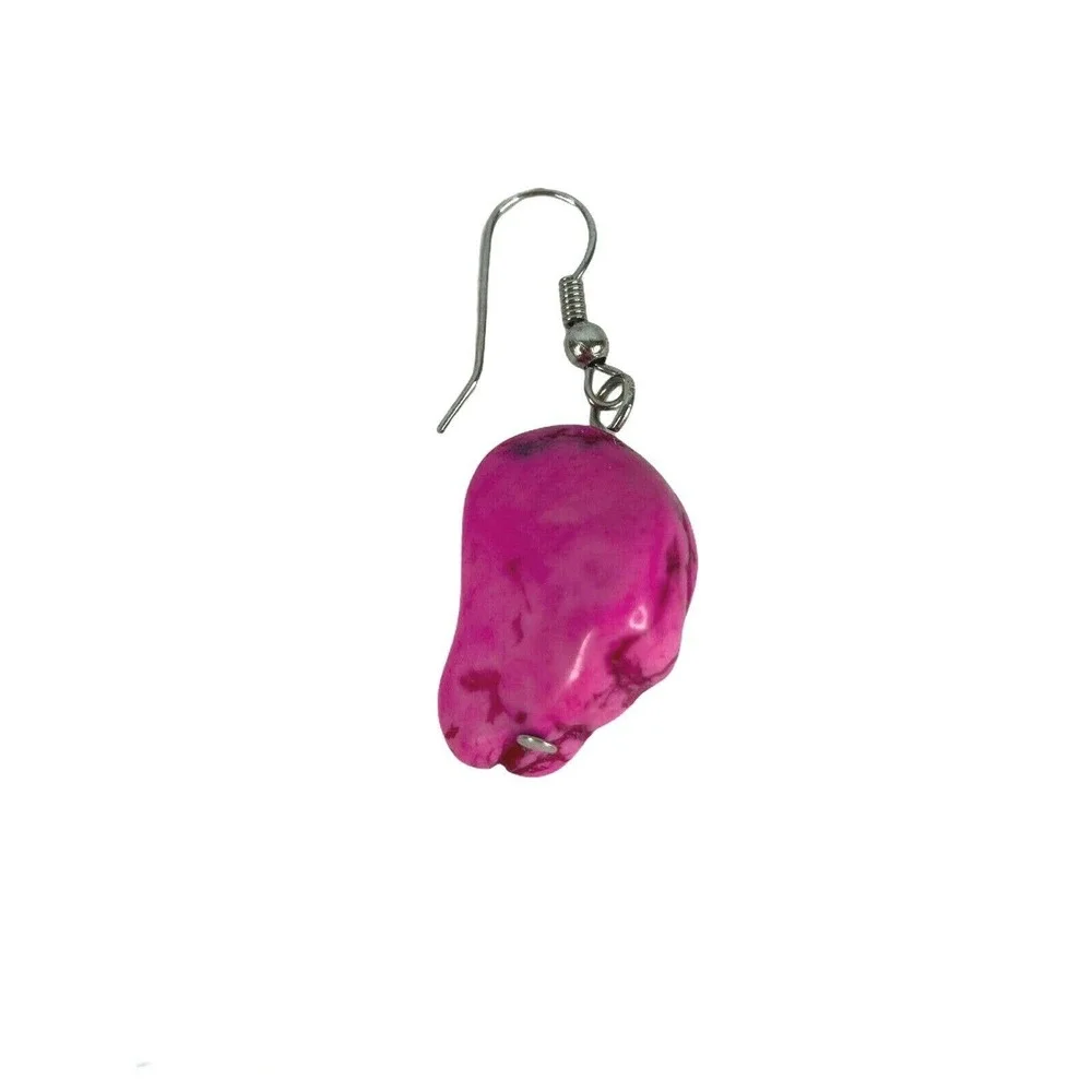 Silver Tone Pink Faux Stone‎ Necklace Earrings Set